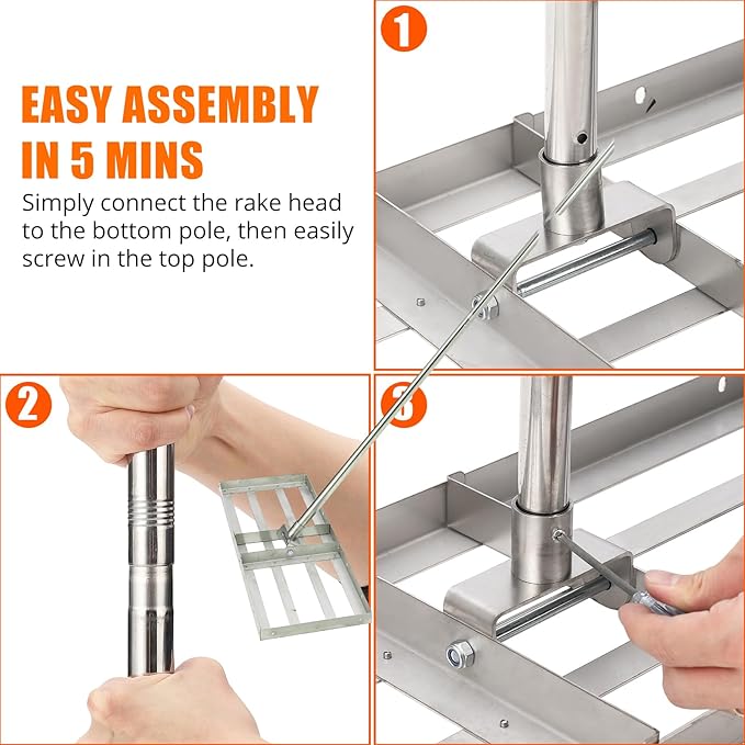 30 Inch Heavy-Duty Hand-Pushed Land Leveler with Stainless Steel Plate, Lawn Leveling Rake & Soil Tool for Leveling Garden/Yard Ground, Sand & Topdressing, Durable Leveling Equipment