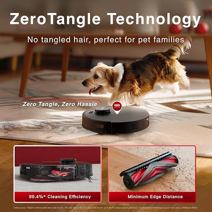 Yeedi M12 PRO Plus Robot Vacuum and Mop Combo, 11000Pa Powerful Suction, ZeroTangle Hair-Free Brush, Auto Mop Washing & Drying, Smart Obstacle Avoidance, Self-Emptying Dock, Ideal for Pet Homes