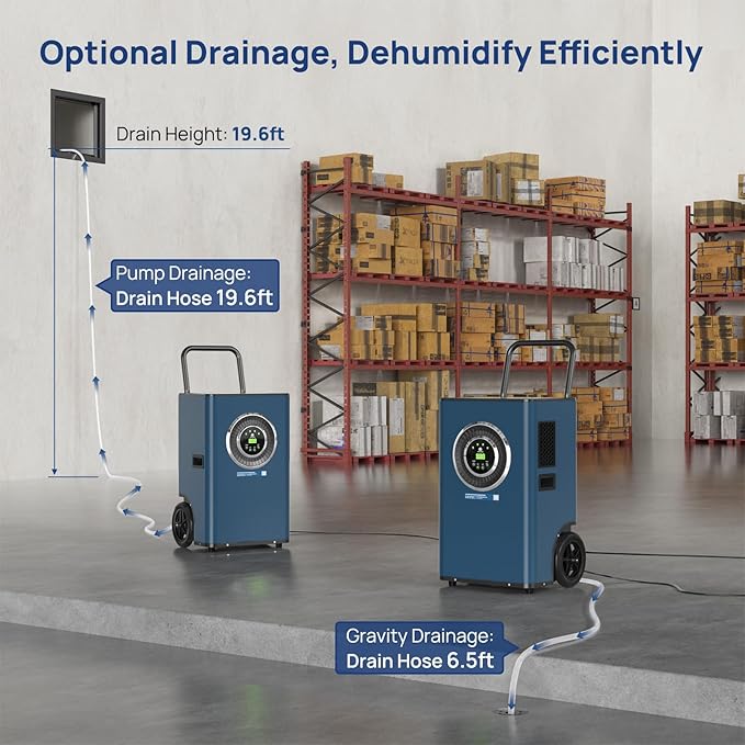 ARGENDON Commercial Dehumidifier with Pump for Basement, 110 Pints Heavy Duty Industrial Dehumidifiers on Wheels with Drain Hose for Water Damage Restoration, Large Room Space, Garage, AUTO Defrost