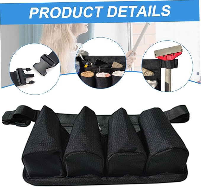 Window Cleaning Belt, Oxford Cloth Tool Apron with Multi-pocket, Adjustable Gardening Belt for Janitorial, Custodial, Housekeeping