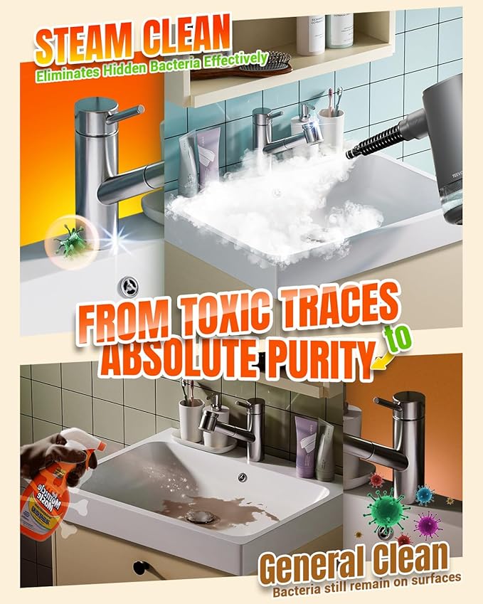 Handheld Steam Cleaner for Home, 15s Instant Heat Pressurized Steam Cleaner, Lightweight Upgrade 650ML Tank, Portable Steam Cleaner for Kitchen, Grout, furniture, Car, Bathroom & Clothes