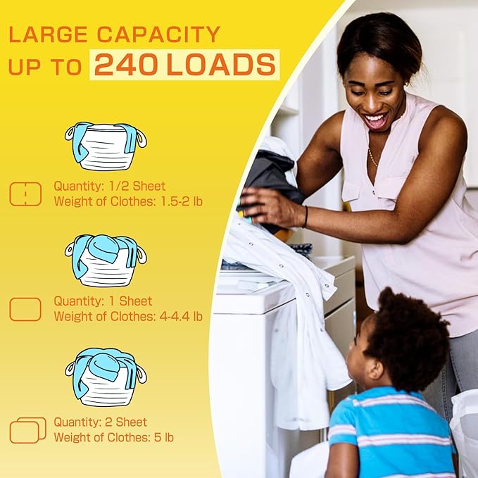 Soulink Laundry Detergent Sheets, 240 Loads - Eco-Friendly, Plant-Based, Hypoallergenic, No Plastic Jug (Morning Bloom Scent)