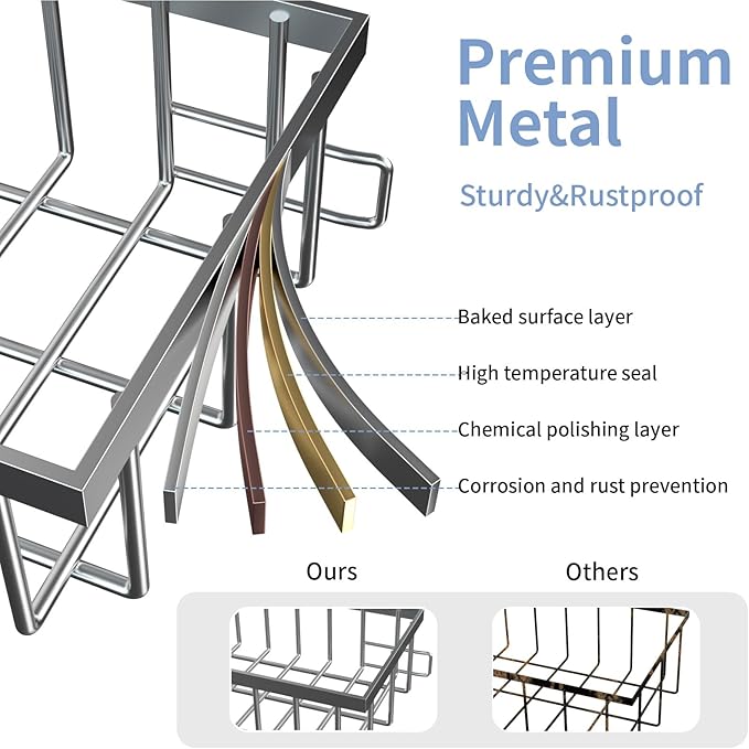 Under Sink Organizer Storage 2-Tier Premium Metal Pull-Out Kitchen Cabinet Organizer with Sliding Drawer, Height Adjustable, Heavy Duty for Kitchen & Bathroom Organizers 2 Pack Grey