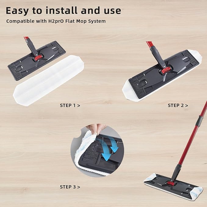 Flat Mop Replacement Pads Compatible with H2prO , H2pro Flat Mop Replacement Pads, Washable & Reusable Microfiber Mop Head/Refill ( Pack of 2)