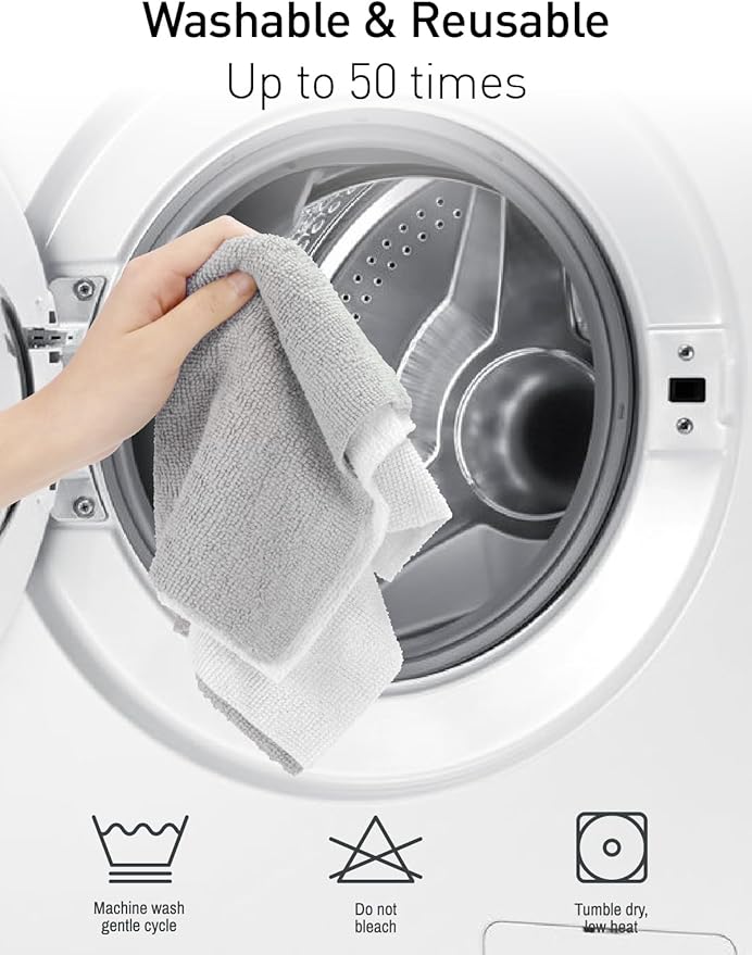 Fantasticlean Microfiber Cleaning Cloth Roll -40 Pack, Tear Away Microfiber Towels, 12" x 12", Reusable, Washable, Scratch Free, Ultra Absorbent Dishcloth for for All-Around Cleaning Supplies (Grey)