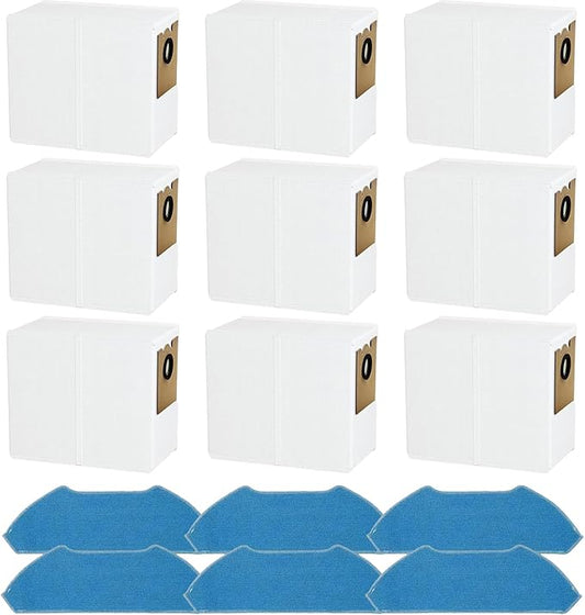 15 Pack Replacement Dust Bag Mop Cloths Compatible with Lefant M2 Plus/ M2 Pro / M2S Pro Robot Vacuum Cleaner Accessories Parts, 9 Dust Bags 6 Mop Cloths