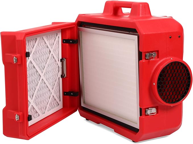 MOUNTO HEPA500 Commercial 500cfm Air Purifier Hepa Air Scrubber Negative Air Machine Roto-Molded (Red)