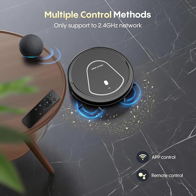 Bagotte Robot Vacuum and Mop Combo, 3-in-1 Robotic Vacuum Cleaner, 5000Pa Strong Suction with Auto Recharging,Tangle Free, Timing Function, App/WiFi/Voice/Remote for Hard Floor and Pet Hair
