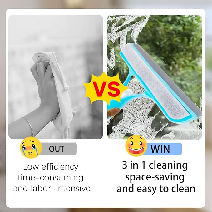 3 in 1 Spray Squeegee, Window Squeegee with Sprayer, Spray WindowSqueegee Cleaner with Spray Bottle for Car, Home, Kitchen Windows