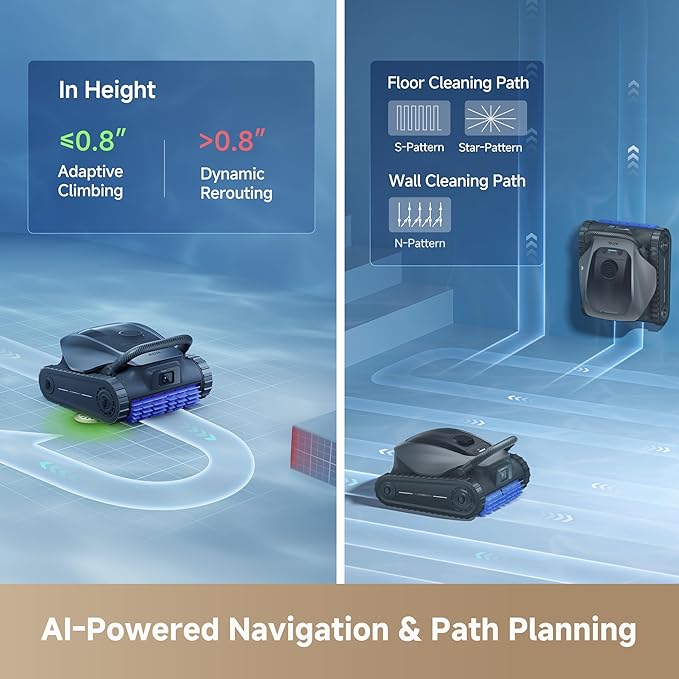 Mova Diver A10 Cordless Robotic Pool Vacuum Cleaner, 6,000GPH Suction, 240min Runtime, Wall Climbing & Double-Pass Waterline Scrubbing, AI-Powered Edge Cleaning & Path Planning, Auto Parking, 8 Modes