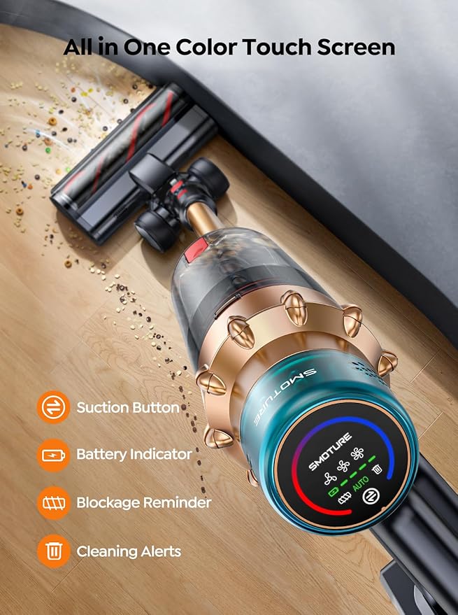Cordless Vacuum Cleaner, 650W 55KPA 70 Mins Runtime Self-Standing Vacuum Cleaners for Home, Stick Vacuum with Charging Dock Station Removable Battery, Handheld Vacuum for Pet Hair/Carpet/Floor