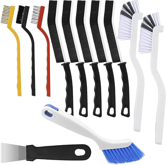 12Pcs Crevice Cleaning Brush Set, Hard Bristle Cleaning Supplies for Kitchen, Bathroom, Corner, Grout, Sink, Cup, Teapot, Bottle, Blender