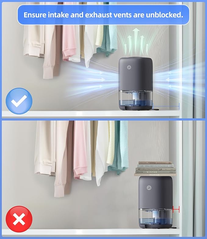 Dehumidifier, 35 OZ Small Dehumidifiers for Bedroom for Home, Quiet with Auto Shut Off, Dehumidifiers for Bedroom (280 sq. ft), Bathroom, RV, Closet, Grey