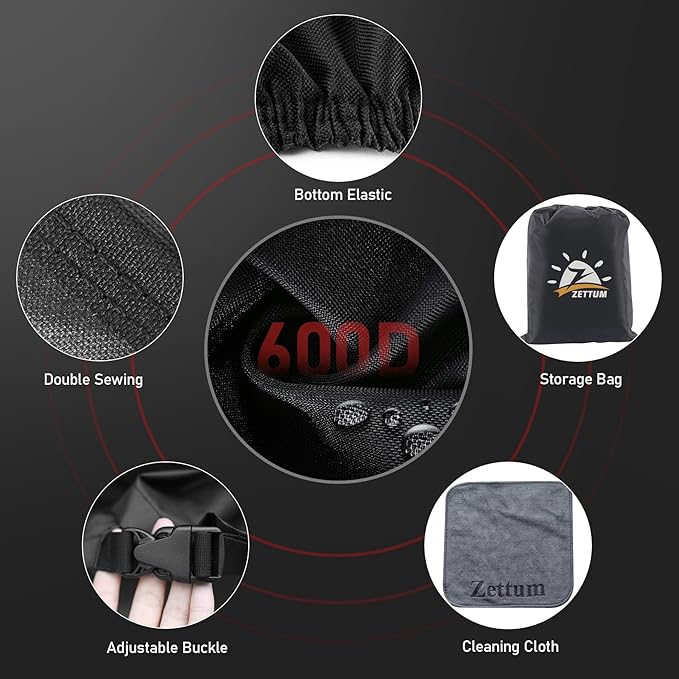 Zettum Zero Turn Mower Cover - Zero-Turn Lawn Mower Covers Waterproof & Heavy Duty, 600D Outdoor Universal Fit Mower Cover with Storage Bag for Greenworks, EGO, Craftsman, Husqvarna, Honda and More