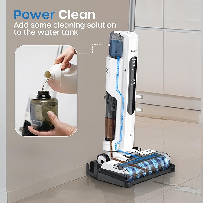 ECOWELL Wet Dry Vacuum Cordless Vacuum Mop Wash All in One, Self-Cleaning 0.1'' Dual-Sided Edge Cleaning, 8.2 lbs Lightweight Vacuum and Mop Combo for Hard Floors & Carpet, WCVP03