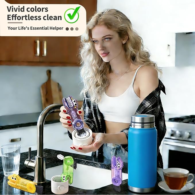 3 in 1 Cup Lid Gap Cleaning Brush Set, 3PCS Multifunctional Bottle Cleaning Brush, Cup Lid Gap Bottle Cleaner Home Kitchen Brush Tools Multicolor