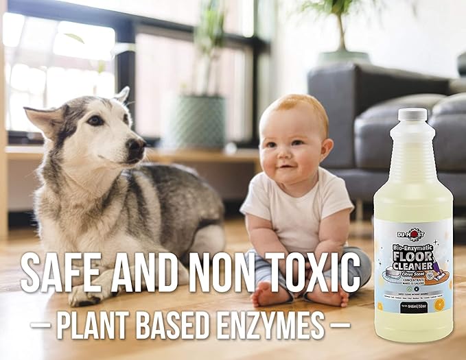 DU-MOST Enzymatic Floor Cleaner Concentrate (1 Oz Makes 1 Gal), No, Streak, No Rinsing, Kids & Pets Safe, Hard Surface Floors, Citrus Scent, 32 Fl Oz