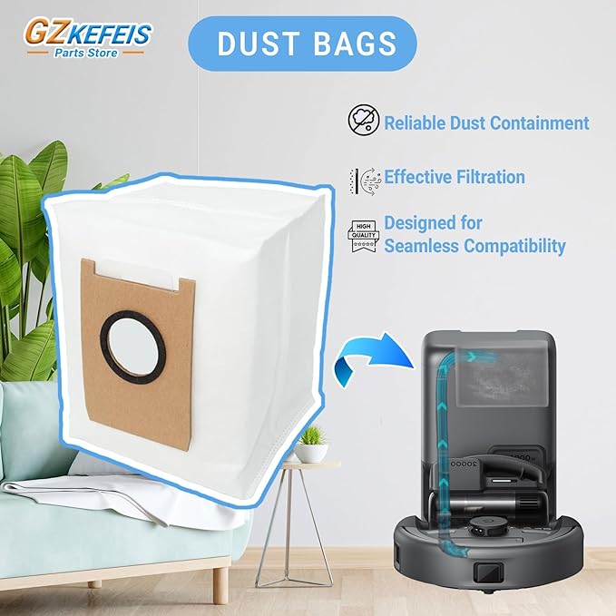 10-Pack Dust Bags Compatible with eufy 3-in-1 E20 Robot Vacuum - 3L Large Capacity Replacement Parts, Durable Dust Filter for Long-Lasting Home Cleaning