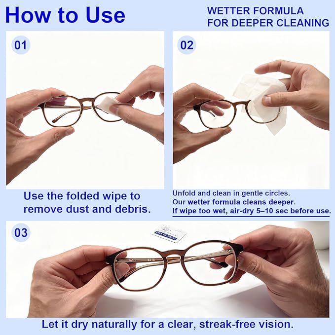 400 Count Lens Wipes for Eyeglasses, +1 Clip-On Pouch Microfiber Lens Cleaner, Individually Wrapped Pre-Moistened Eye Glasses Cleaner Wipes for Glasses, Sunglasses, Camera Lenses, Streak-Free