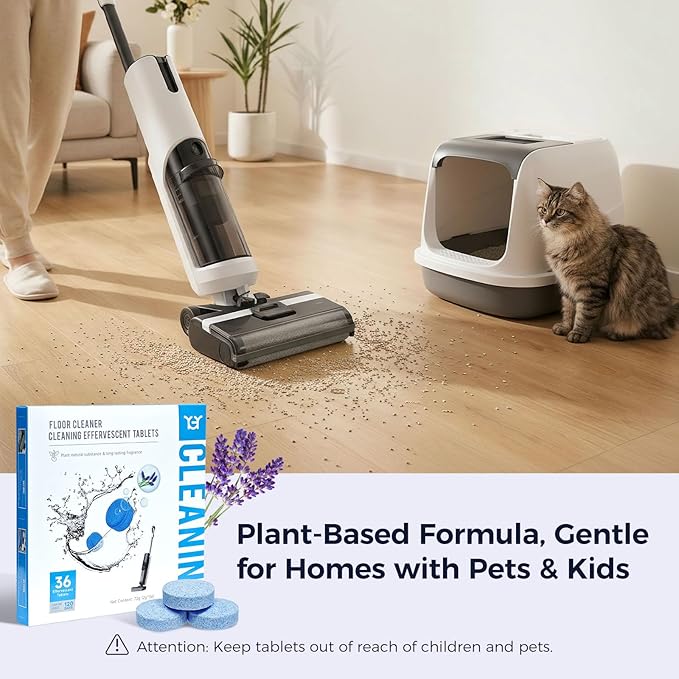 YGY 36 Pack lavender Scent Floor Cleaner, Deodorizes and Deep Cleans for Multiple Hard Floors, Lavender Scent, Compitable with Tineco Vacuum Mop, Cleaning Solution-36 Tablets