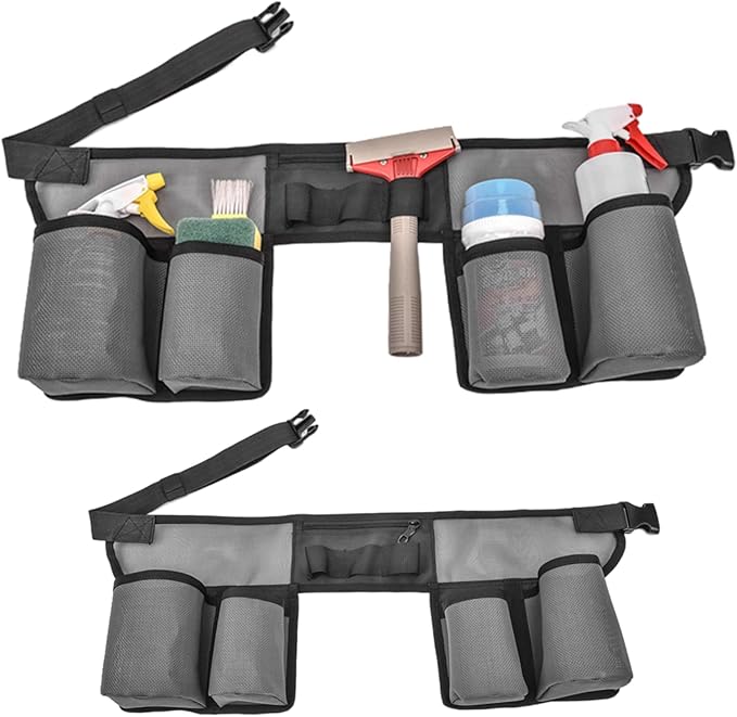 Window Cleaning Belt Adjustable Breathable Tool Belt with Multiple Pockets for Men Women Utility for Cleaning Tools Gardening Accessories Handy Organiser for Home and Professional Use
