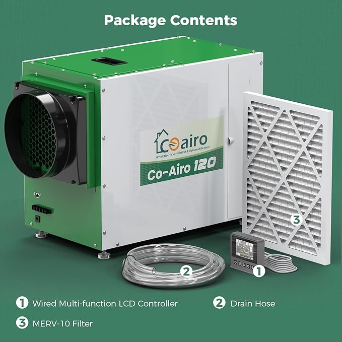 Whole House Dehumidifier 208 Pint, Crawl Space Dehumidifier with Controller Fresh Air Function and Drain Hose Up to 3000 sq. ft. for Grow Tent, Whole House, Commercial, Basement, Water Damage