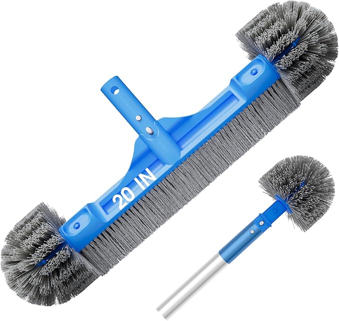 Pool Brush for Cleaning Pool Walls, 20'' Light Duty Pool Brush Head Detachable Side Brush Nylon Bristles Pool Scrubber for Above Ground Pools Ingound Pools, Safe for Vinyl Liner