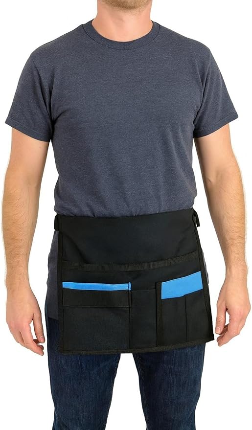 HP 5-Pocket Tool Waist Apron - Professional Heavy Duty Waist Work Apron, Fully Adjustable Gardening,Utility, Craftsman, Carpenters, Builders for Men & Women
