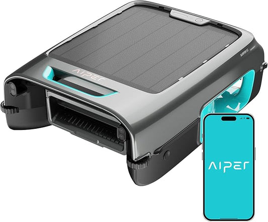 AIPER Surfer S2 Solar Powered Pool Surface Skimmer Robot with APP Support, 24/7 Continuous Cleaning, Dual Charging Modes, Smart Obstacle Avoidance, 150-um Filtration, OTA Upgrade