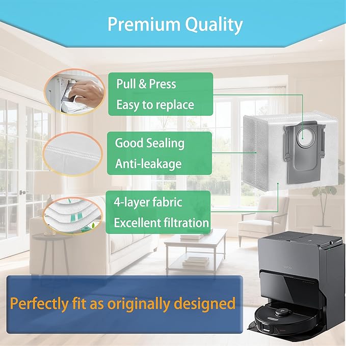 22 Pack Q7 Q5 Dust replacement Bags for Roborock Q7 Max, Q7 M5+, Q10 S5+, Q10 X5+, Q8 Max+, Q5 Max+, Q7 Max+, Q5 Pro+, Q5 Pro, Q5+, S8 Pro Ultra,Vaccum Bag for S8+, S7 MaxV Ultra Robot Vacuum