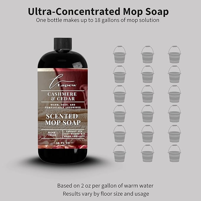 Luxury Floor Cleaner, Scented Mop Soap Concentrate | Hard Floor Cleaner for Tile, Vinyl, Laminate, LVP & Sealed Hardwood | Low-Foam, Streak-Free | 36 oz | Cashmere Cedar