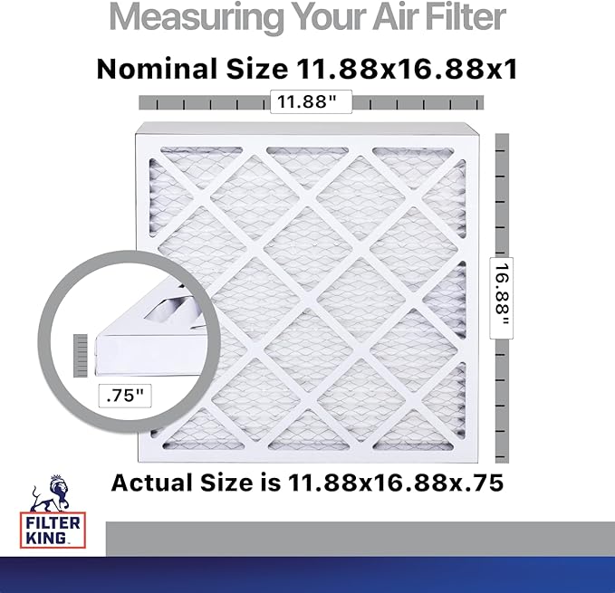 Filter King 11.88x16.88x1 Air Filter | 4-PACK | Carbon MERV 8 HVAC Pleated A/C Furnace Filters | MADE IN USA | Actual Size: 11.88 x 16.88 x .75"