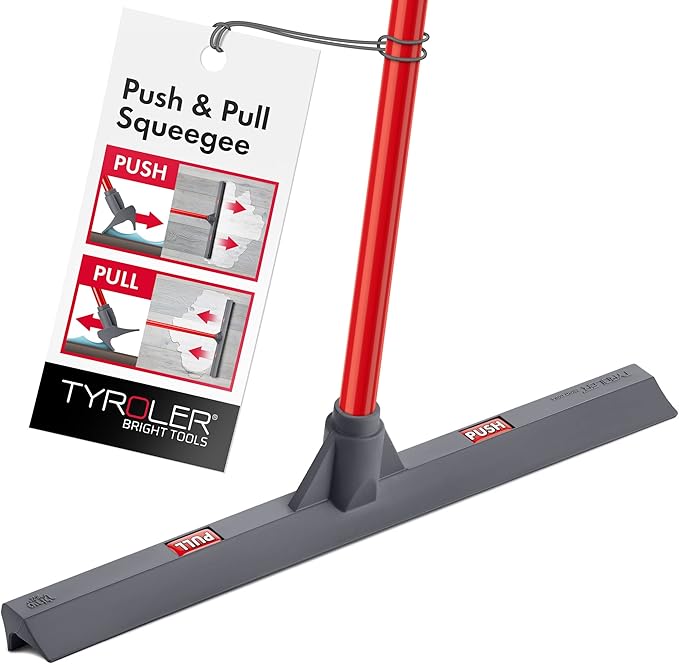 Tyroler Floor Squeegee for Concrete Floors, 17" Heavy Duty Squeegee for Floor, Squeegees Broom for Floors with 55" 4 Part Handle Perfect for Tiles, Marble, Garage, Deck, Patio, Bathroom, Shower