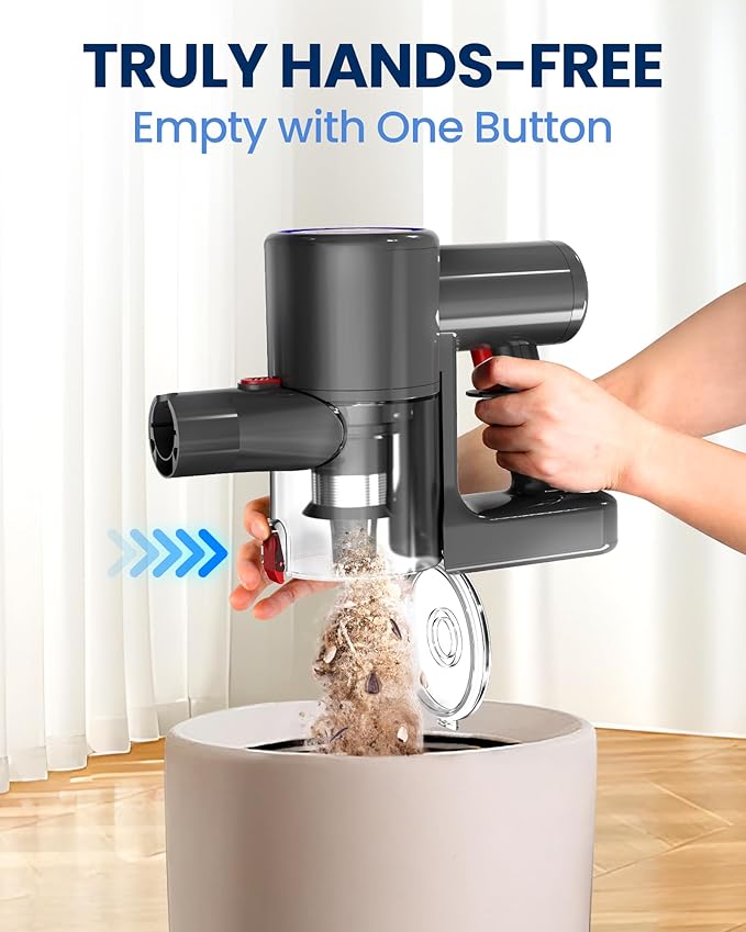 S8 Cordless Vacuum Cleaner, 500W/45KPA/40Mins Lightweight Stick Vacuum for Home, LED Display and Green Headlights, 6-Stages Filtration, Self-Standing Vacuum for Hard Floor, Carpet and Pet Hair