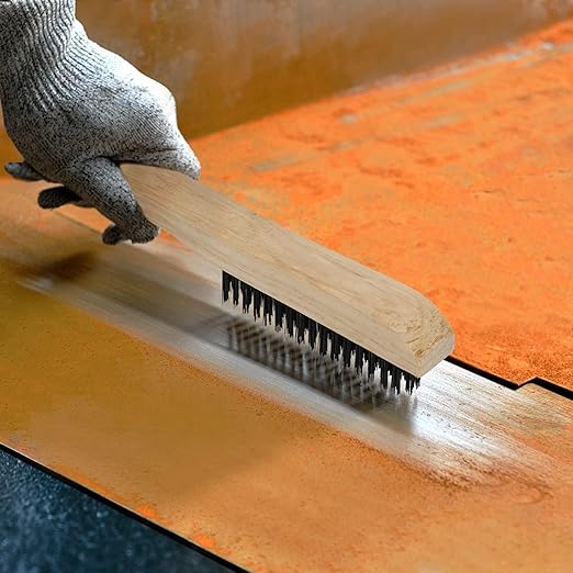 Wire Brushes Pack of 8. for Cleaning Welding Slag, Rust and Dust. 10" Heavy Duty Carbon Steel Shoe Handle Wire Scratch Brush