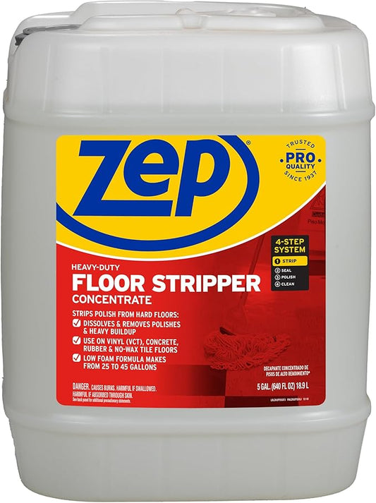 Zep Heavy-Duty Floor Stripper Ammonia Free Concentrate - 5 Gallon (1 Pail) ZULFFS5G - Dissolves and Removes Polish and Heavy Buildup from Hard Floors, Use on Vinyl (VCT), Concrete, Rubber, and No-Wax