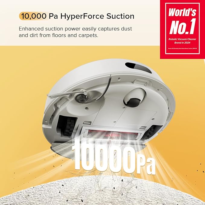 roborock Q7 M5 Robot Vacuum and Mop Combo, 10,000Pa HyperForce Suction, Robotic Vacuum Cleaner, Dual Anti-Tangle System, APP-Controlled Mopping, LiDAR Navigation, for Pet Hair and Carpet, White