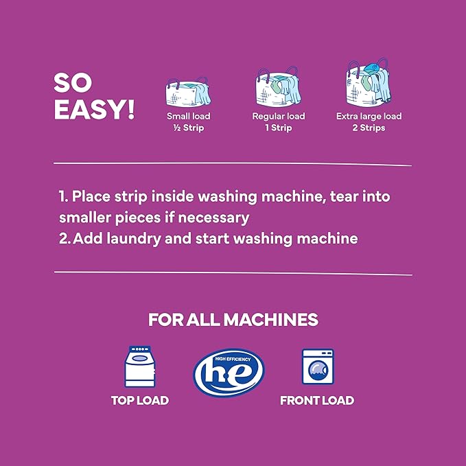 Tru Earth Compact Dry Laundry Detergent - Up to 128 Loads (64 Sheets) - Paraben-Free - Original Eco-Strip Liquidless Detergent, Travel - Lilac Breeze | Packaging May Vary