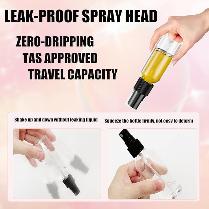 EVANCENT 100Pack Small Spray Bottles 1oz, 30ml Travel Spray Bottle with Black Fine Mist Sprayer, Mini Empty Refillable Containers Portable Cosmetic Bottles for Plants, Cleaning, Misting & Skin Care