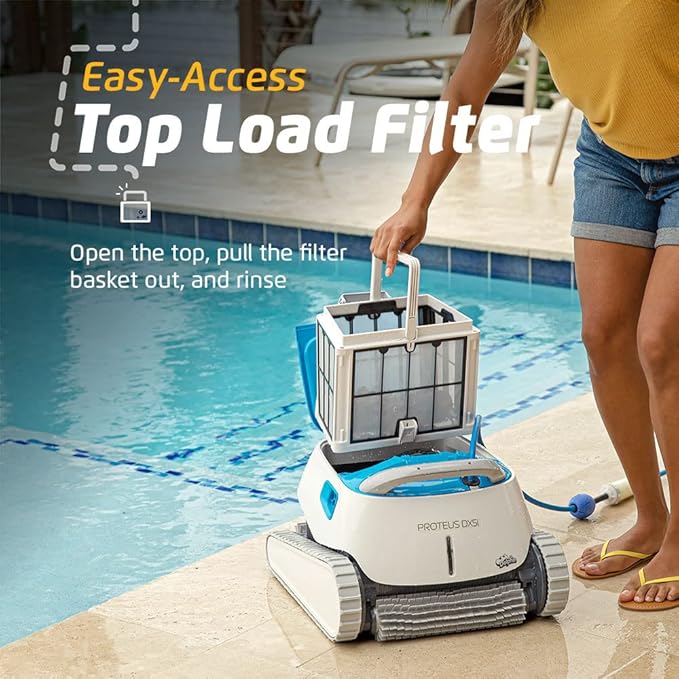 Dolphin Proteus DX5i Wi-Fi Automatic Robotic Pool Vacuum Cleaner, Wall Climbing, Waterline Scrubber Brush, Ideal for In-Ground Pool up to 50 FT in Length