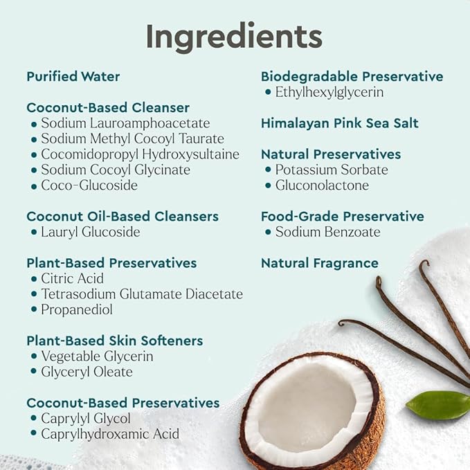 Puracy Body Wash - Natural Body Wash for Women, Men, Kids - Pure Plant Ingredients, Moisturizing Shower Gel, Body Soap for Dry Sensitive Skin, Gently Scented (Coconut Vanilla, 48 oz/1420 ml Refill)