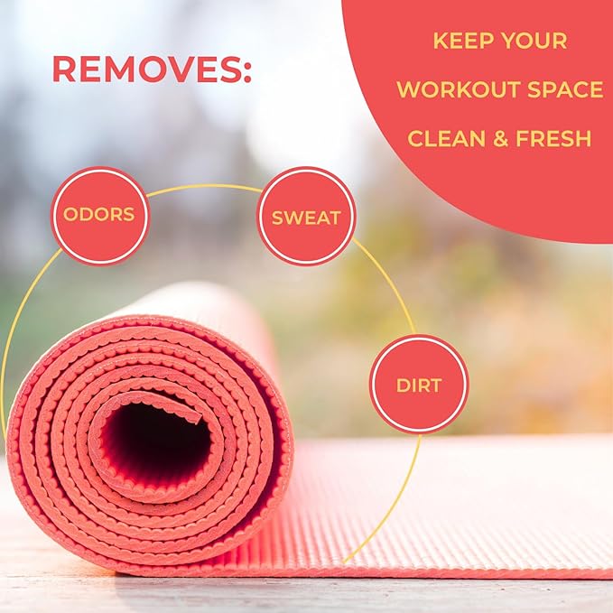 SwaytAway Travel Yoga Mat Cleaner Spray & Towel Kit, 4oz – Non Slip, No Rinse Plant-Based Citrus Essential Oil Mist for Gym, Pilates & Hot Yoga – Made in USA (1 Pack, Citrus)