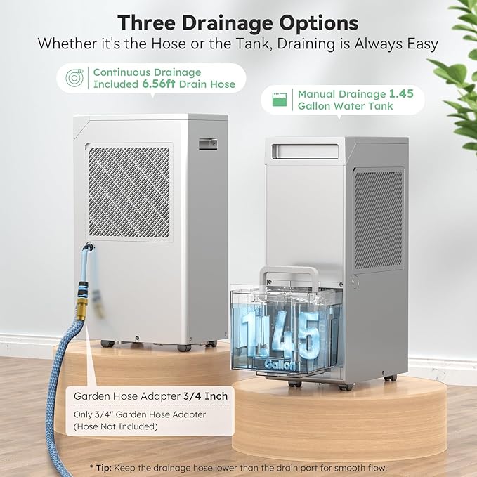 5000 Sq.Ft Energy Star Most Efficient 2024 Dehumidifier,DECIUU Max 100 Pint Dehumidifier for Basement with Drain Hose,Intelligent Humidity Control for Home Bathroom Garage Bedroom