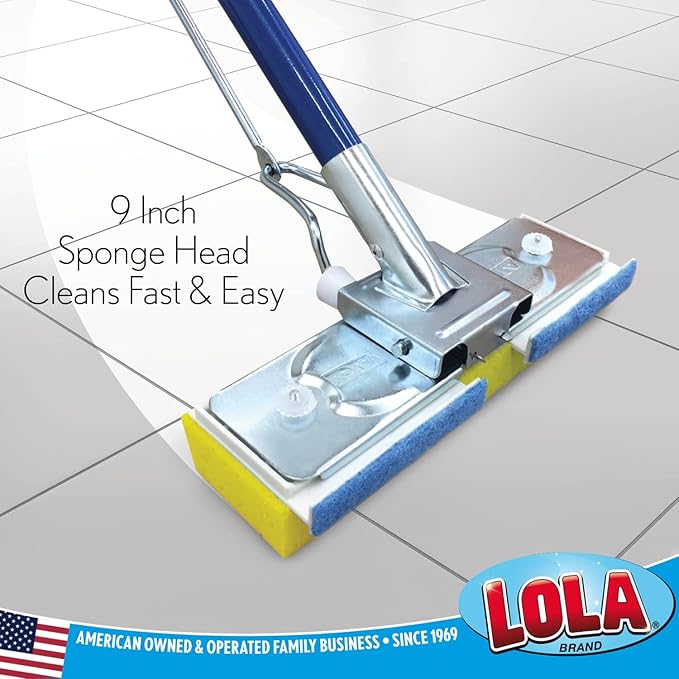 LOLA Squeeze Matic Butterfly Sponge Mop Refill, 9", 4 Pack Replacement Head, Floor Cleaning, Comparable w/Quickie Type S Sponge Mop Refill