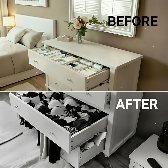 3-Pack Breathable Mesh Drawer Organizer - Foldable Storage for Bras & Baby Clothes, Sock $ Underwear White Fabric Dividers for Nursery & Bedroom