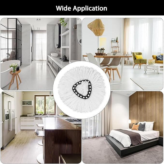 14Pack Spin Mop Replacement Heads,Spinning Mop Replace Head for Floor Cleaning, 100% Microfiber Mop Head Replacement Compatible with Triangle Spin Mop Refill for Easy Wring Mop,White