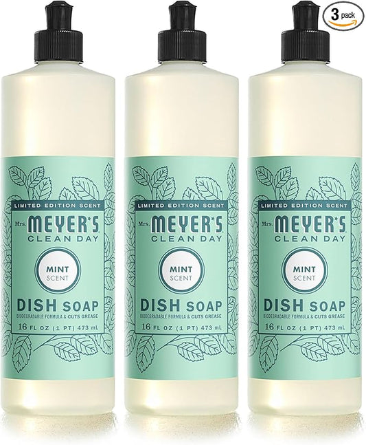 MRS. MEYER'S CLEAN DAY Liquid Dish Soap, Limited Edition Mint, 16 fl. oz - Pack of 3