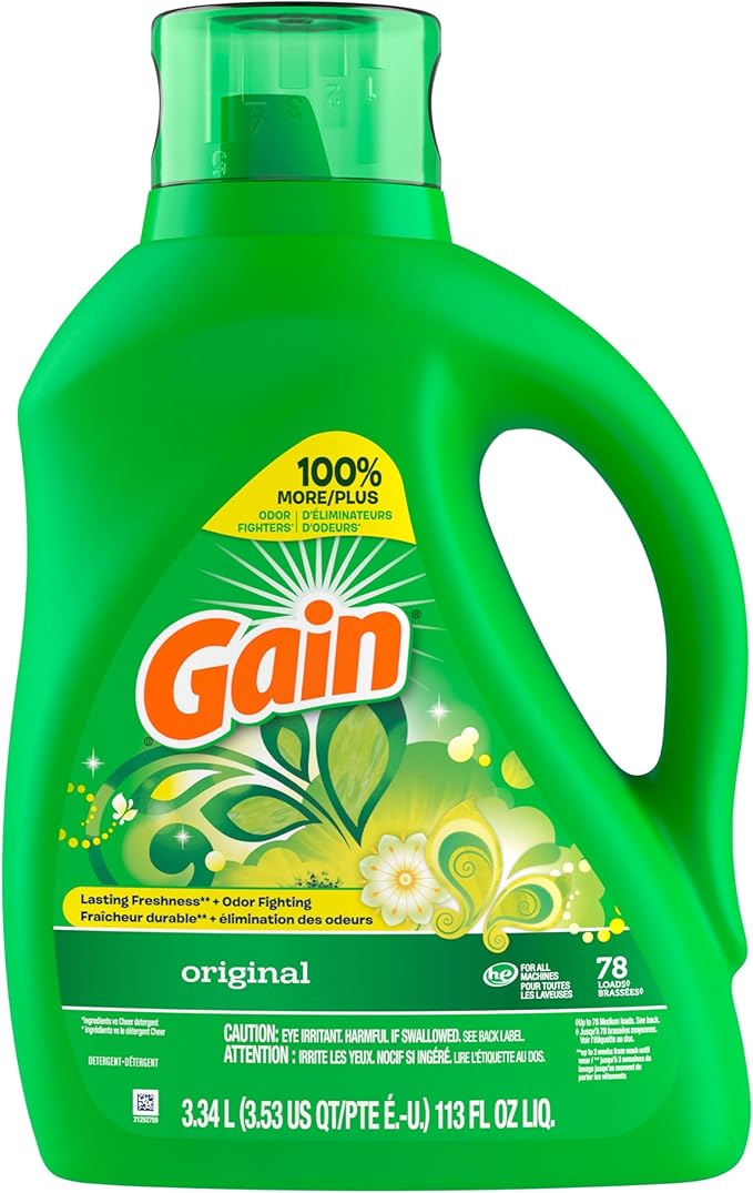Gain Liquid Laundry Detergent, Original Scent, 113 fl oz, 78 Loads, Freshness + Odor Fighting, High Efficiency Washing Machine Liquid Cleaning Soap