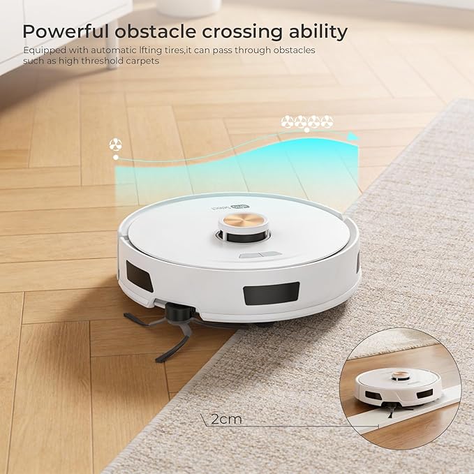 Apical Life Robot Vacuum and Mop Combo, 4000Pa Robotic Vacuum with Smart Obstacle Avoidance, 150 Min Runtime, APP/Alexa, Multi-Floor Mapping, Self-Charging for Pet Hair