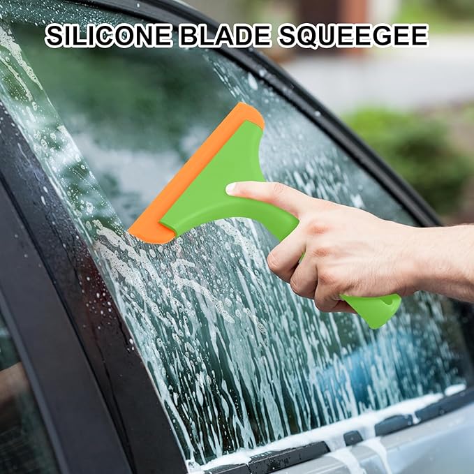 SetSail Shower Squeegee for Glass Doors Small Squeegee for Shower Glass Door Mini Silicone Window Squeegee for Car Windshield Cleaning, Green